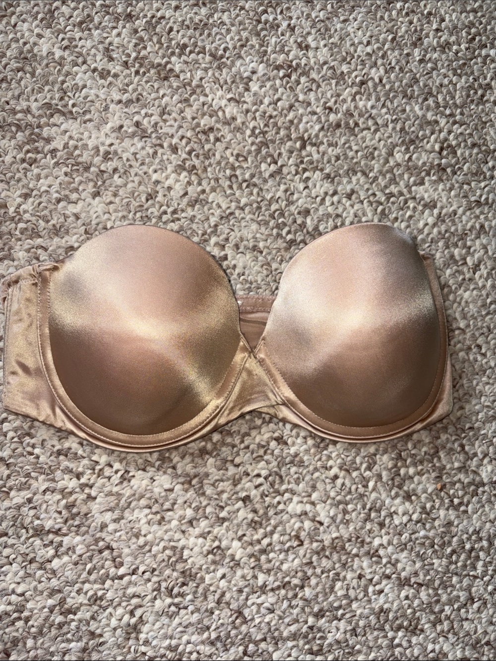 Maidenform Strapless Satin Bra in Nude Gold Tone